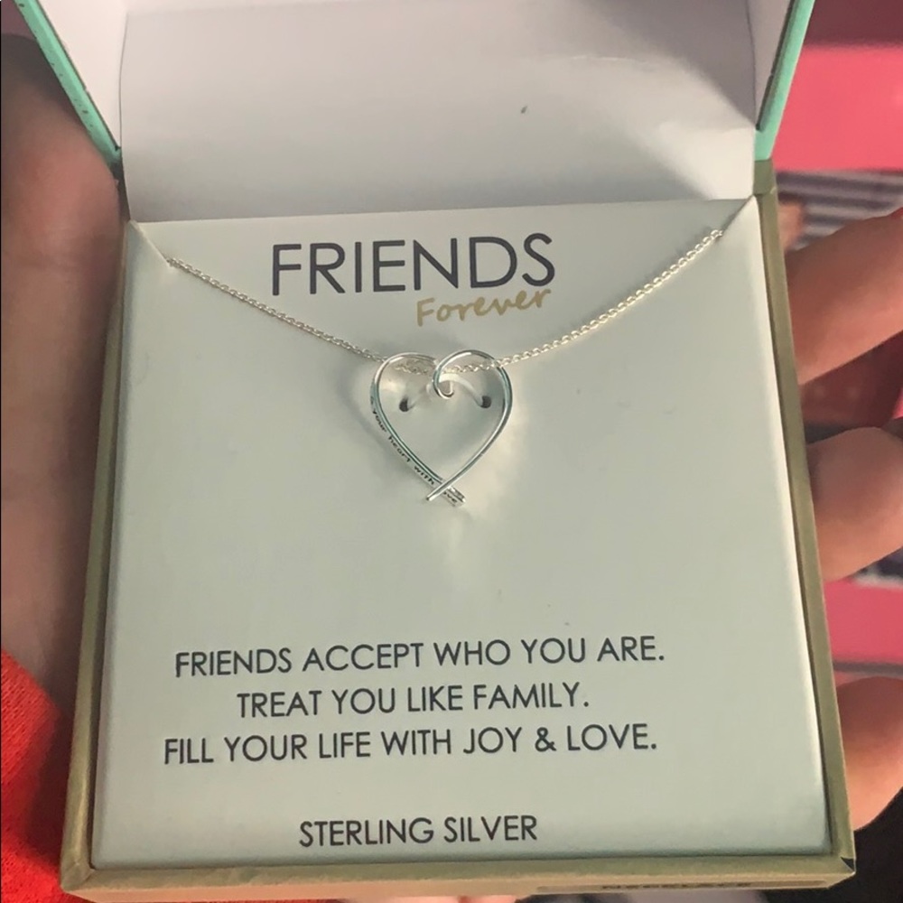 Footnoted sterling silver friends necklace NIB